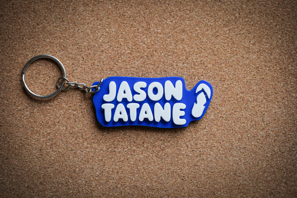 porte clé "jason tatane" bleu